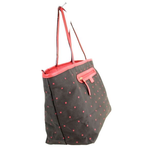 LRG Kate Spade NY BROWN CANVAS PINK LEATHER TRIM TOTE SHOULDER BAG HANDBAG PURSE - Picture 3 of 13